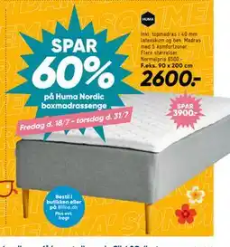 Bilka Spar 60% på Huma Nordic boxmadrassenge, DKK 2600 tilbud