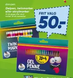 Bilka Gelpen, twinmarker eller akrylmarker, DKK 50 tilbud