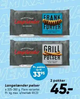 Bilka Langelænder pølser, DKK 45 tilbud