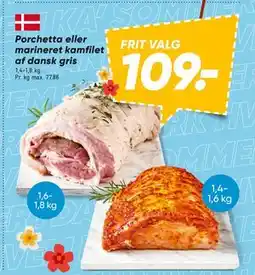 Bilka Porchetta eller marineret kamfilet af dansk gris, DKK 109 tilbud