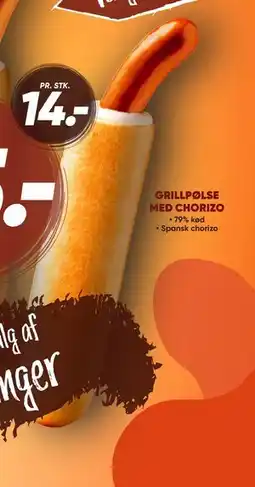 Bilka GRILLPØLSE MED CHORIZO, DKK 25 tilbud