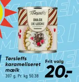 Bilka Tørsleffs karameliseret mælk, DKK 20 tilbud