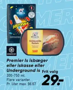 Bilka Premier Is isbæger eller iskasse eller Underground is, DKK 29 tilbud