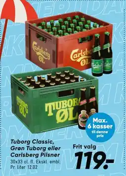 Bilka Tuborg Classic, Grøn Tuborg eller Carlsberg Pilsner, DKK 119 tilbud