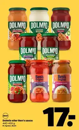 Netto Dolmio eller Ben's sauce, DKK 17 tilbud