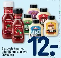 REMA 1000 Beauvais ketchup eller Bähncke mayo 255-500 g, DKK 12 tilbud