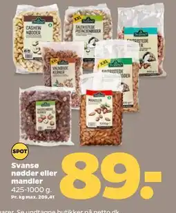 Netto Svansø nødder eller mandler, DKK 89 tilbud