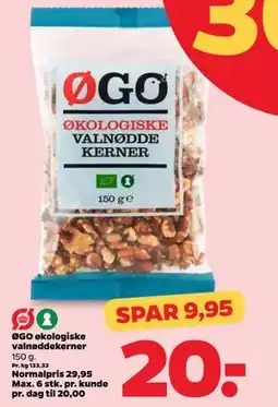 Netto ØGO økologiske valnøddekerner, DKK 20 tilbud