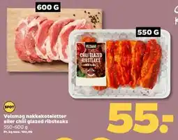 Netto Velsmag nakkekoteletter eller chili glazed ribsteaks, DKK 55 tilbud