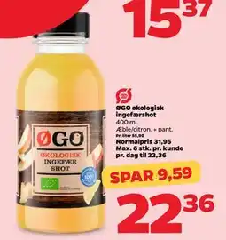 Netto ØGO økologisk ingefærshot, DKK 22.36 tilbud
