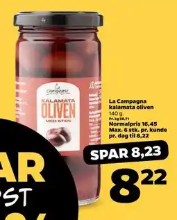 Netto La Campagna kalamata oliven, DKK 8.22 tilbud