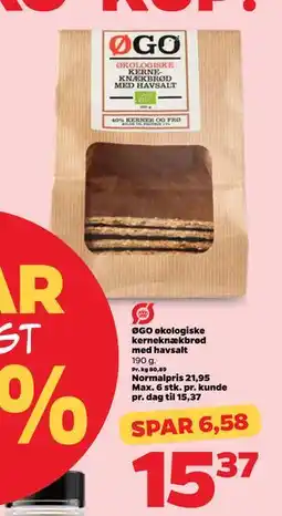 Netto ØGO økologiske kerneknækbrød med havsalt, DKK 15.37 tilbud