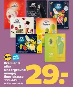Netto Premier Is eller Underground mango/ lime iskasse, DKK 29 tilbud