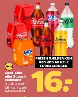 Netto Coca-Cola eller Squash sodavand, DKK 16 tilbud