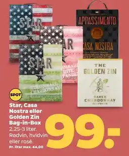 Netto Star, Casa Nostra eller Golden Zin Bag-in-Box, DKK 99 tilbud