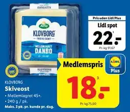Lidl Skiveost, DKK 22, App-pris tilbud