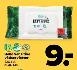 Netto Hello Sensitive vådservietter, DKK 9 tilbud
