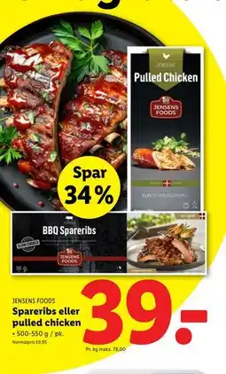 Lidl Spareribs eller pulled chicken, DKK 39 tilbud
