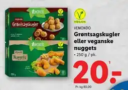 Lidl Grøntsagskugler eller veganske nuggets, DKK 20 tilbud