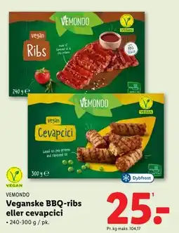 Lidl Veganske BBQ-ribs eller cevapcici, DKK 25 tilbud
