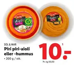 Lidl Piri piri-aioli eller -hummus, DKK 10 tilbud