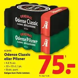 Lidl Odense Classic eller Pilsner, DKK 75 tilbud