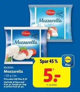 Lidl Mozzarella, DKK 9.25, App-pris tilbud
