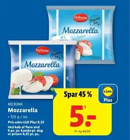 Lidl MILBONA Mozzarella tilbud