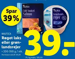 Lidl NAUTICA Røget laks eller grøn- landsrejer tilbud