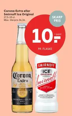 SPAR Corona Extra eller Smirnoff Ice Original, DKK 10 tilbud