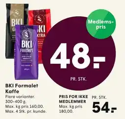 SPAR BKI Formalet Kaffe, DKK 54, App-pris tilbud