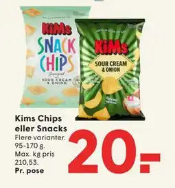 SPAR Kims Chips eller Snacks, DKK 20 tilbud