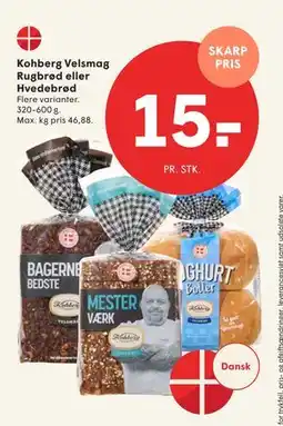 SPAR Kohberg Velsmag Rugbrød eller Hvedebrød, DKK 15 tilbud