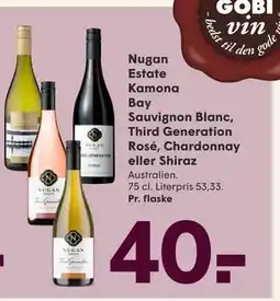 SPAR Nugan Estate Kamona Bay Sauvignon Blanc, Third Generation Rosé, Chardonnay eller Shiraz, DKK 40 tilbud