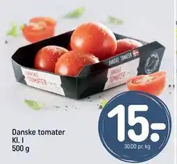 REMA 1000 Danske tomater Kl. I 500 g, DKK 15 tilbud