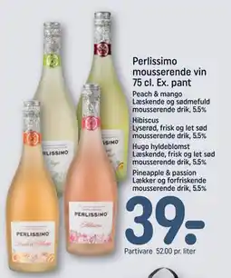 REMA 1000 Perlissimo mousserende vin 75 cl. Ex. pant, DKK 39 tilbud