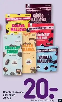 REMA 1000 Heaply chokolade eller skum 70-72 g, DKK 20 tilbud