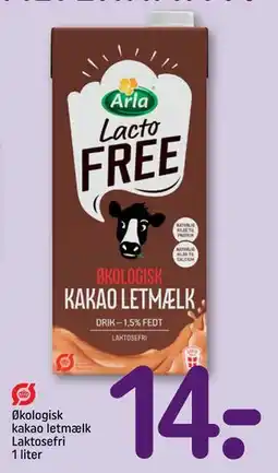 REMA 1000 Økologisk kakao letmælk Laktosefri 1 liter, DKK 14 tilbud