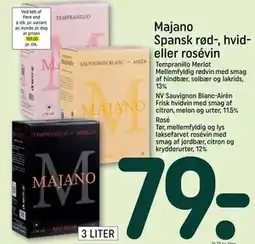 REMA 1000 Majano Spansk rød-, hvid- eller rosévin, DKK 79 tilbud