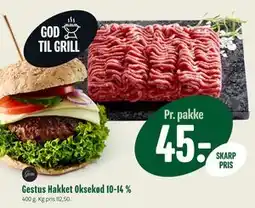 Min Købmand Gestus Hakket Oksekød 10-14 %, DKK 45 tilbud