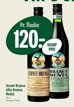 Min Købmand Fernet-Branca eller Branca Menta, DKK 120 tilbud