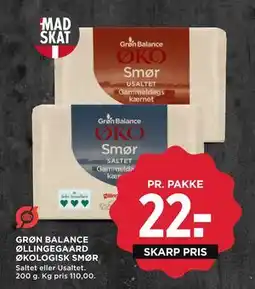 MENY GRØN BALANCE ØLLINGEGAARD ØKOLOGISK SMØR, DKK 22 tilbud