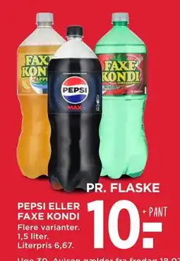 MENY Pepsi eller Faxe Kondi, DKK 10 tilbud