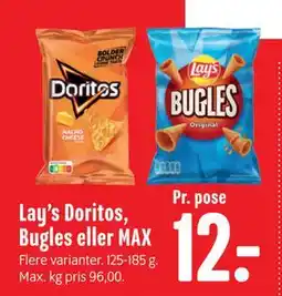 Min Købmand Lay’s Doritos, Bugles eller MAX, DKK 12 tilbud
