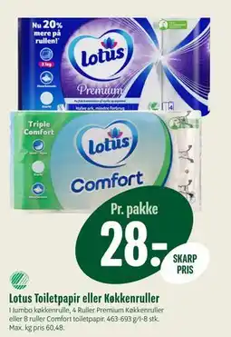 Min Købmand Lotus Toiletpapir eller Køkkenruller, DKK 28 tilbud