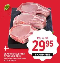 MENY SKAFTKOTELETTER AF DANSK GRIS, DKK 29.95 tilbud