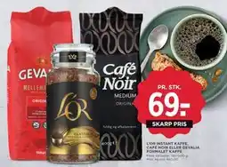 MENY L’OR INSTANT KAFFE, CAFÉ NOIR ELLER GEVALIA FORMALET KAFFE, DKK 69 tilbud