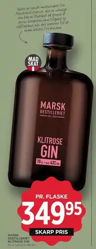 MENY MARSK DESTILLERIET KLITROSE GIN, DKK 349.95 tilbud