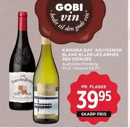 MENY KAMONA BAY SAUVIGNON BLANC ELLER LES ARMES DES PRINCES, DKK 39.95 tilbud