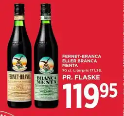 MENY FERNET-BRANCA ELLER BRANCA MENTA, DKK 119.95 tilbud